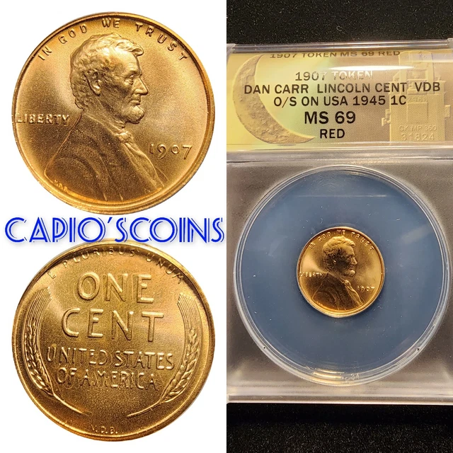 Anacs Satin 1907 Vdb Dan Carr Lincoln Wheatback Cent O/S On 1945 Cent 1 Of 127!