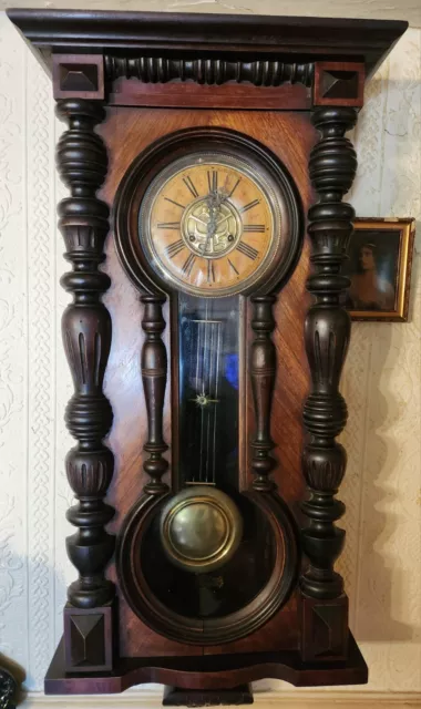 Antique Victorian Vienna Wall Clock Chiming 8 Day