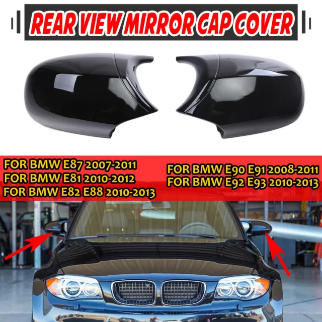 M3 Style Gloss Black Rearview Side Mirror Cover Caps For BMW E90 E92 E93 E81 LCI