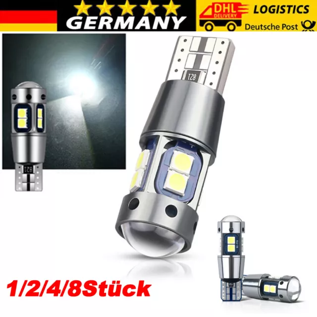 2/4/8x LED 10SMD T10 Auto Licht CANBUS Standlicht Beleuchtung Lampe Weiß 600LM