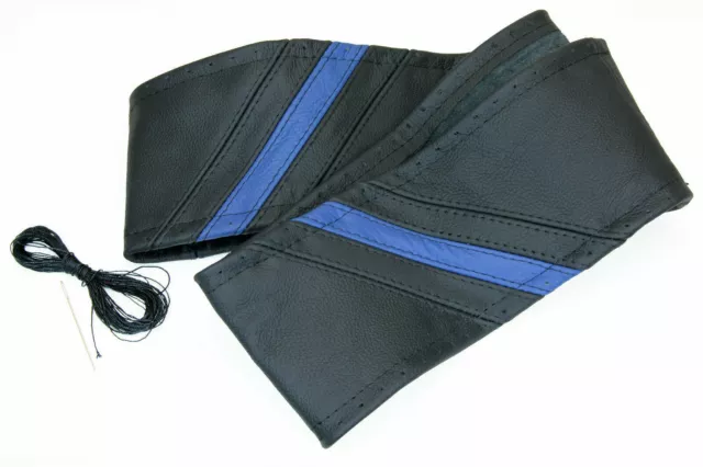 Blau/schwarz Lenkradbezug echt Leder zum Schnüren Lenkrad Schoner 37-39 cm