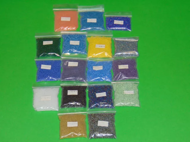 Seed Bead Variety 11/0 Czech & or Japanese Lot of 17 Packs 390 Grams NOS