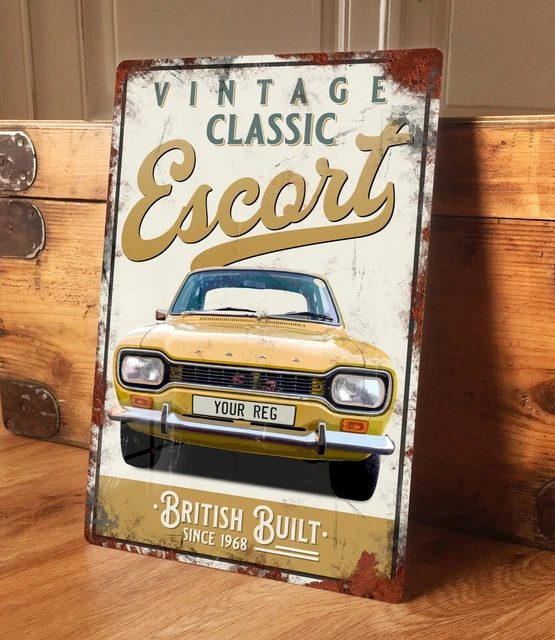 Personalised Ford Escort MK1 Metal Garage Sign – Vintage Classic Car Tin 200x305mm
