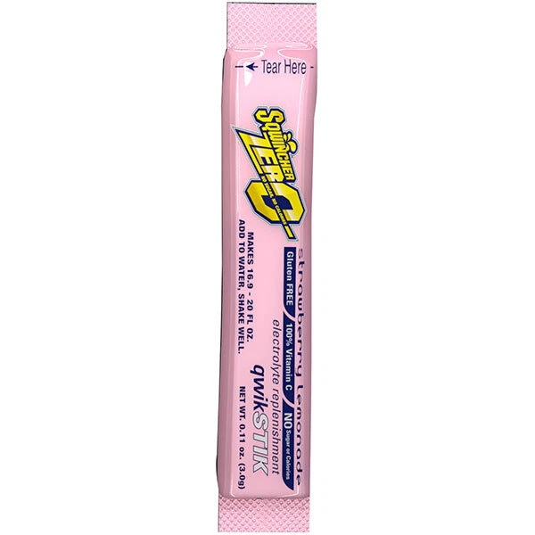 Sqwincher Qwik Stik Zero Single Serve, 0.11 oz Packs, 20 oz Yield, Strawberry
