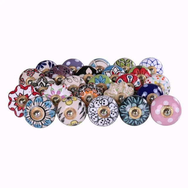 30 Pcs Wholesale Lot Multi Color Ceramic Door Pull Handle Kitchen Cabinet Knobs