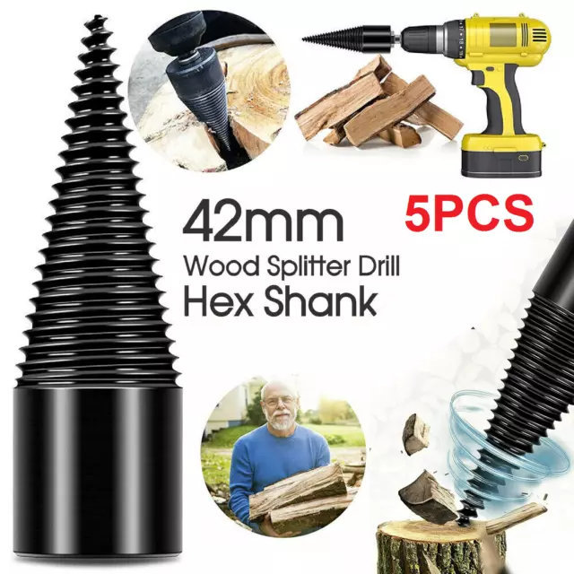 Firewood Drill Bit Set Splitter Wood Log High Speed Splitting Drills Wedge Tool