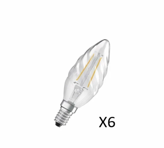 6 Stück OSRAM LED Kerzenlampen 2W(23W) 827 230lm E14 Klar Fil Gedreht