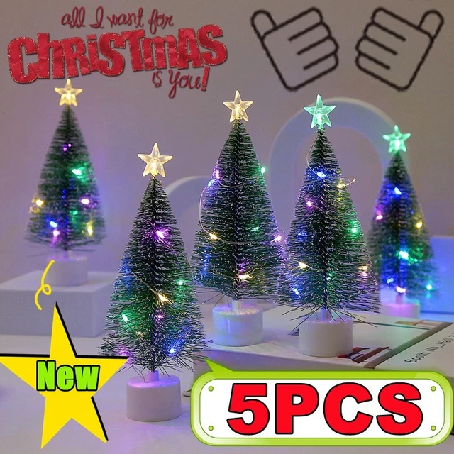 Mini Albero Di Natale Con Luci LED - 16 Cm, Alimentato A Batterie AAA, Per Tavolo, Casa E Ufficio