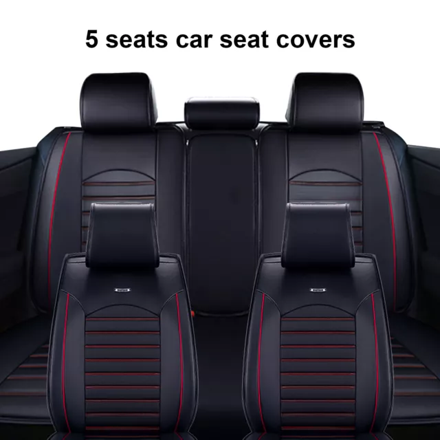 Black Red PU Leather Full Set Seat Covers For Skoda Octavia Superb Fabia