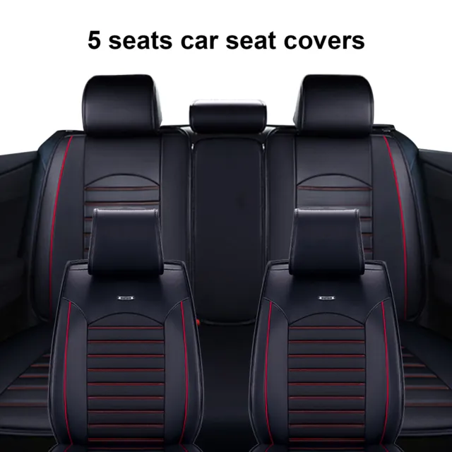 For Kia Deluxe Full Set Car Seat Covers 5 Seats PU Leather Padded Cushion Covers