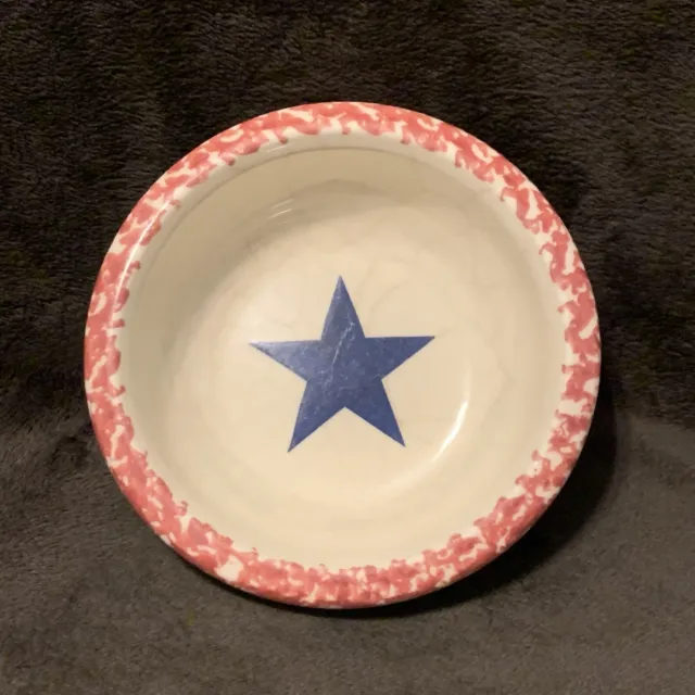 Roseville Spongeware Americana bowl Gerald Henn Red Spongeware