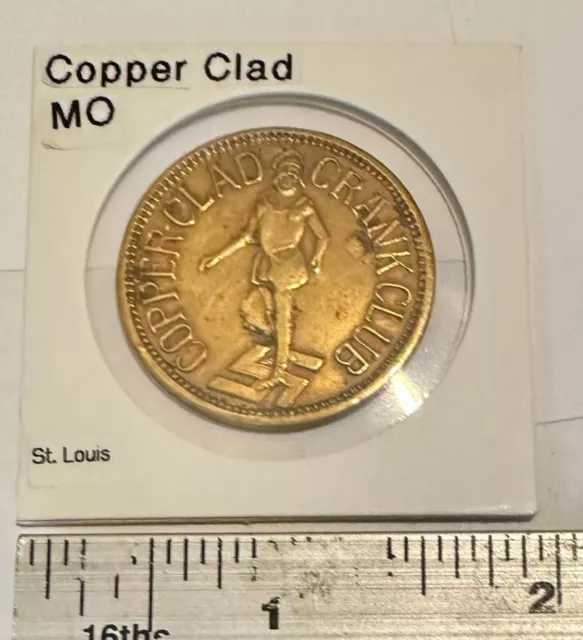 Vintage St. Louis COPPER CLAD CRANK CLUB Token / Coin - Swastika