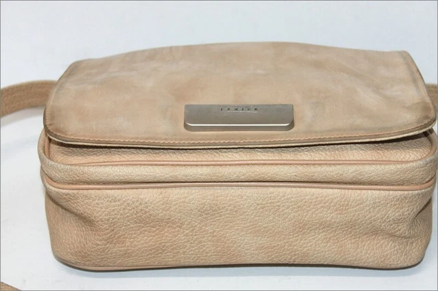 TEXIER SAC BESACE Cuir Beige Clair Pratique Bandoulière TBE EUR 40