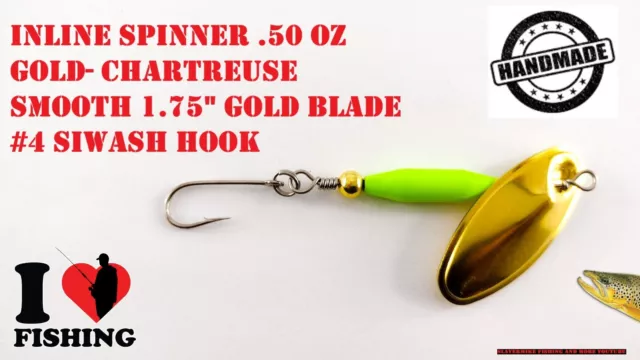 Inline Spinner .50 oz Gold-Chartreuse / Smooth 1.75" Gold Blade / #4 Siwash Hook