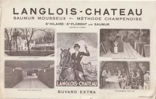 A124 Ancien  Buvard LANGLOIS CHATEAU Saumur Mousseux Methode Champenoise
