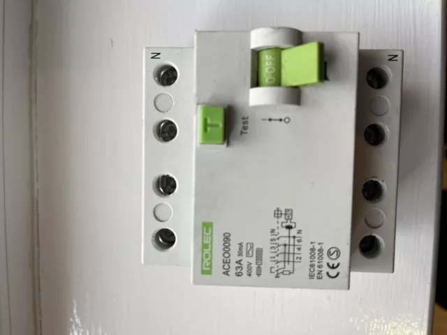 4 Pole 3 Phase RCD Trip Switch 30mA 63A