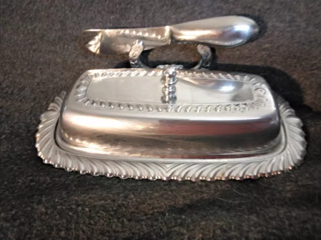 Vtg.1974,Irvinware, Silver Plated Butter Dish &spreader W/glass Liner,