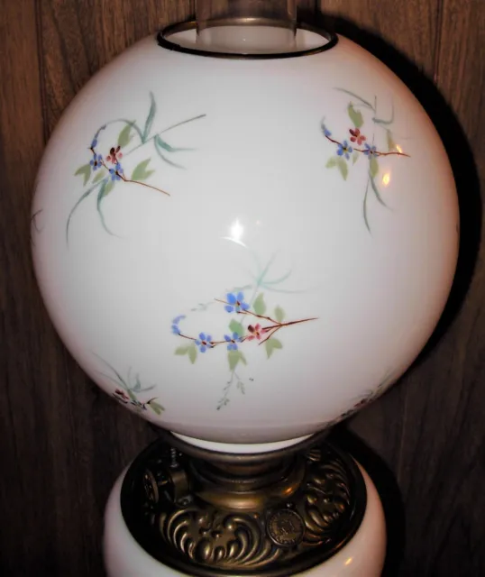 Antique Victorian Banquet Floral GWTW Electrified Oil Lamp 3 Tier 2