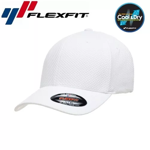 Flexfit Cool and Dry 3D Hexagon Jersey Baseball Cap S/M Weiß