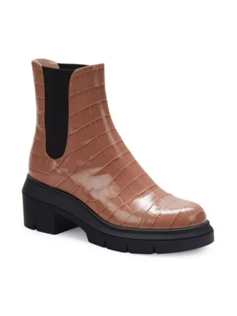 STUART WEITZMAN Norah Tan Alligator Embossed Leather Boots - EU 36 / US 5.5 Wide