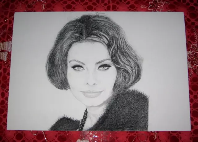 Disegno Matita E Carboncino 33X48 - Sophia Loren - Bellissimo!