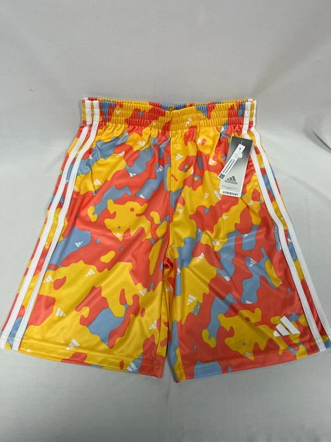 Adidas Boys' Big AEROREADY Elastic Waistband Camo Shorts, Bold Gold, Large