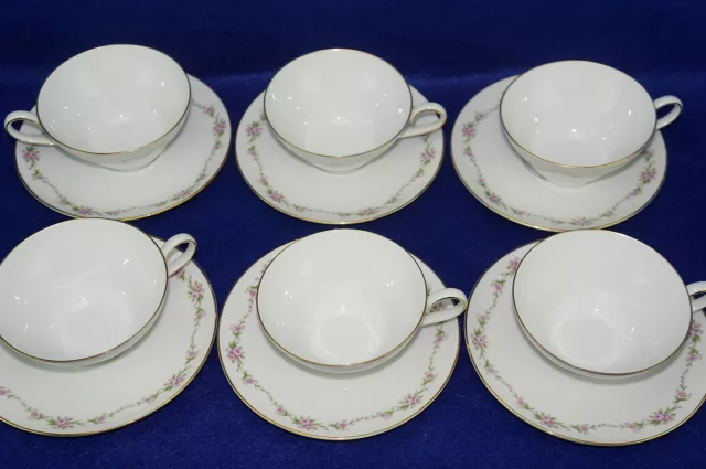K & A Krautheim-Pink Roses-Gold Trim (6) Cups 2" & (6) Saucers 6"