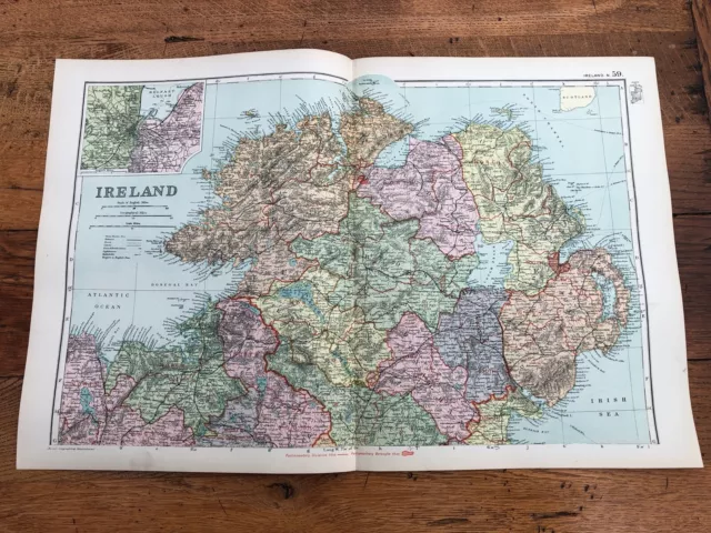 1900s double page map from g.w. bacon - ireland .n. 59