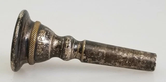 ECLIPSE Coronet Mouthpiece Vintage Antique Brass Silver Plated ECLIPSE Coronet Mouthpiece Vintage Antique Brass Silver Plated