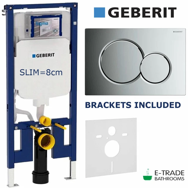 GEBERIT UP720 WALL HUNG TOILET WC SLIM FRAME 8cm SIGMA 01 FLUSH PLATE