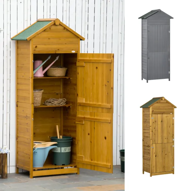 Wooden Garden Storage Shed Tool Cabinet w/ Two Lockable Door
