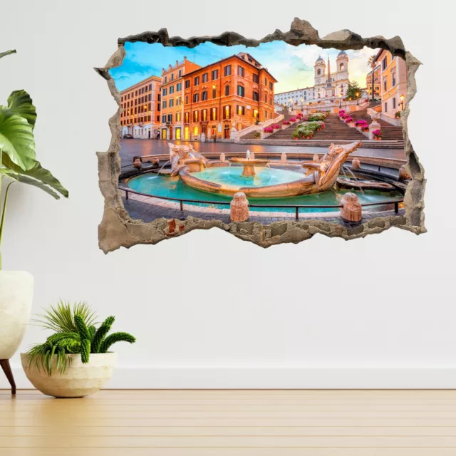 Piazza de Spagna Rome Italy 3d Smashed View Wall Sticker Poster Decal A387