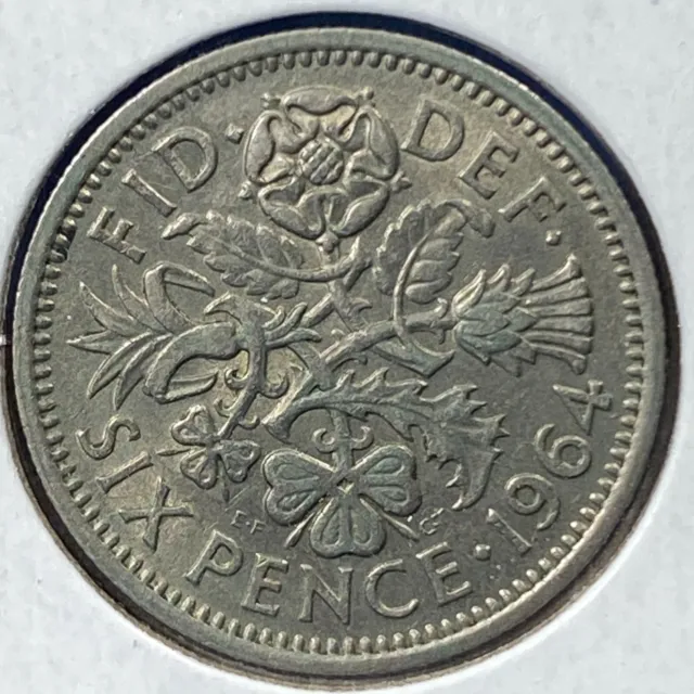 1964 Great Britain Six Pence, Elizabeth II, KM# 903 (70045)
