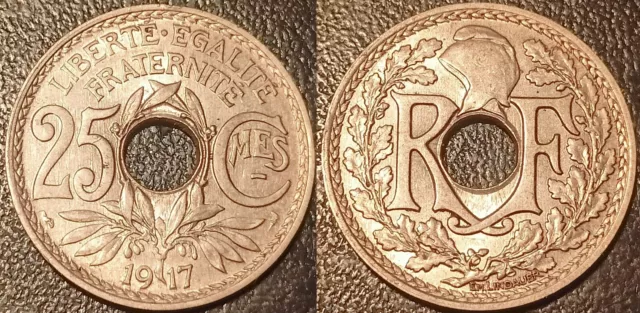 France - IIIème République - 25 centimes Lindauer 1917 souligné !! F.170/5