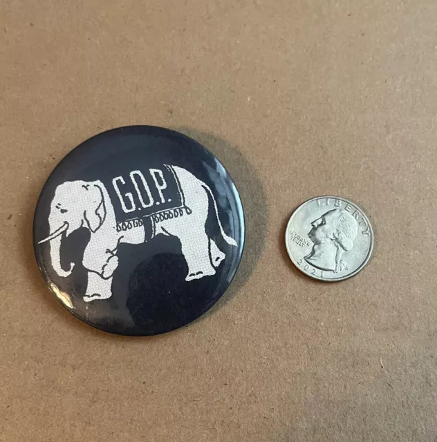 2.25" cello Republican Party Elephant GOP political campaign button pin Blue Whi