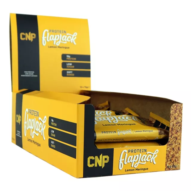 CNP Protein Flapjacks 12 x 75g Bars, Lemon Meringue (Exps 19/2/24)