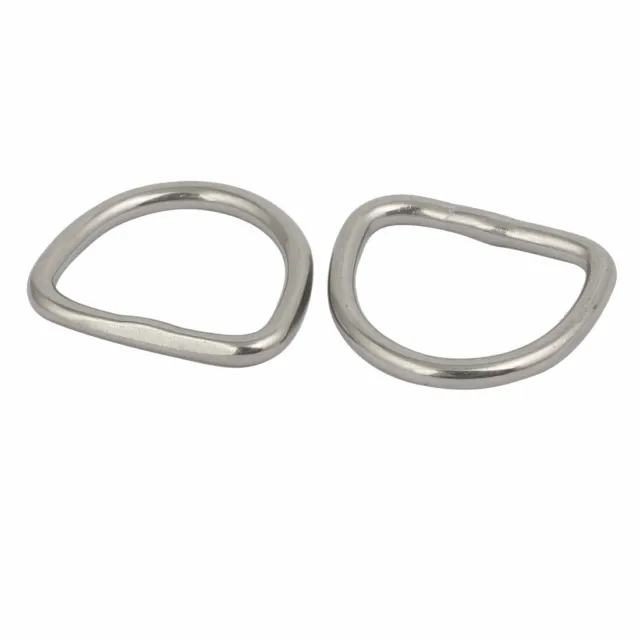 20mmx17mmx3mm 304 Stainless Steel Thickening Welded D Ring Silver Tone 2pcs
