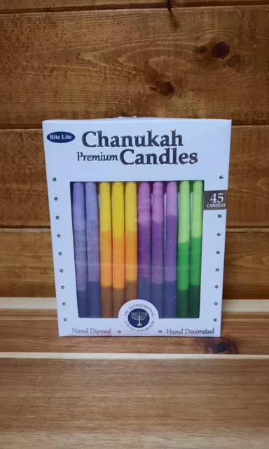 Rite Lite Premium Hand Dipped Chanukah Candles 45-Count Multi Color