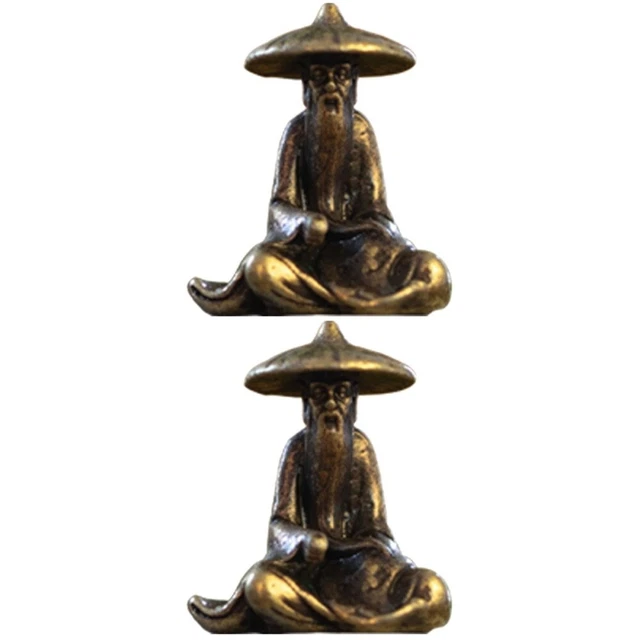 2 Count Fishing Statue Alloy Bonsai Pot Sculptures Terrariums Figurine