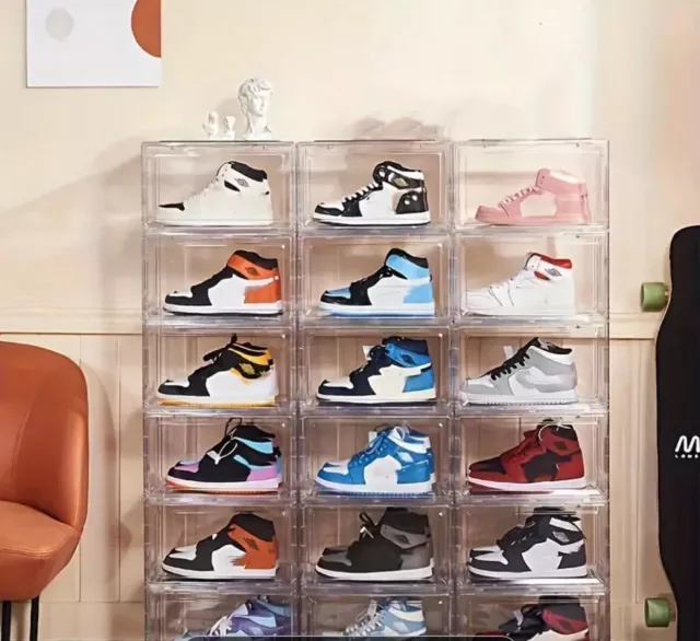 Clear Plastic Shoe Storage Box Stackable Boxes Trainers, Sneakers Organiser