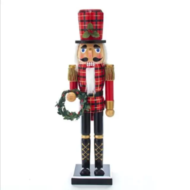 Black, Gold & Red Plaid Nutcracker 15"