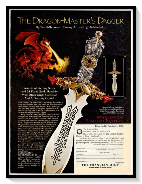 Dragon-Master's Dagger Greg Hilderbrandt Ad Vintage 2000 Magazine Advertisement