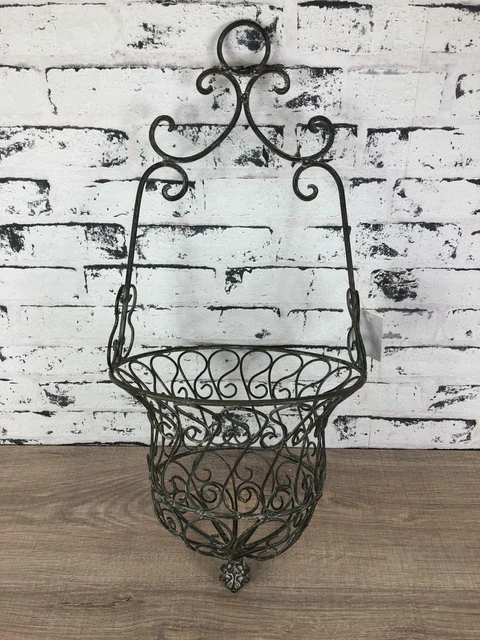 Panier de Fleurs pour Accrocher Petit Panier Shabby Aspect Métal Vintage