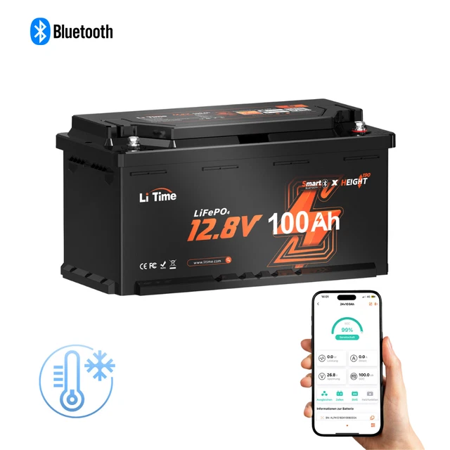 Litime Lifepo4 12v 100ah Batteria Al Litio Con Bluetooth Bms Per Camper 