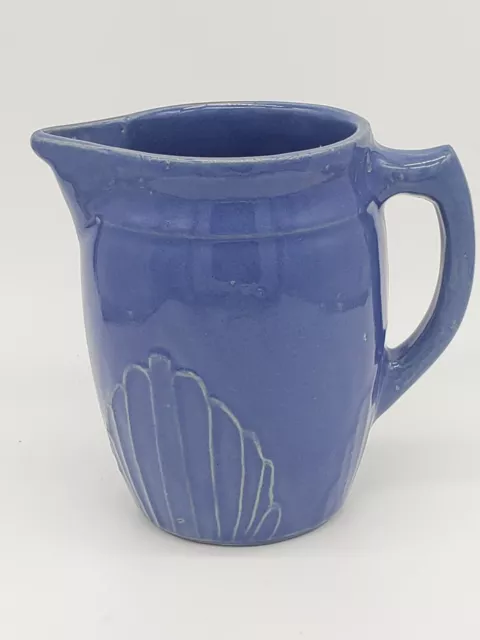 1930s Monmouth Pottery Pitcher 1 qt - Blue - Stoneware Vintage Pottery