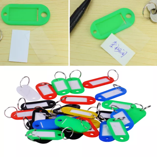 100x Mixed Color Plastic Key Ring Tag Name Card Label Keyring Travel Luggage lp