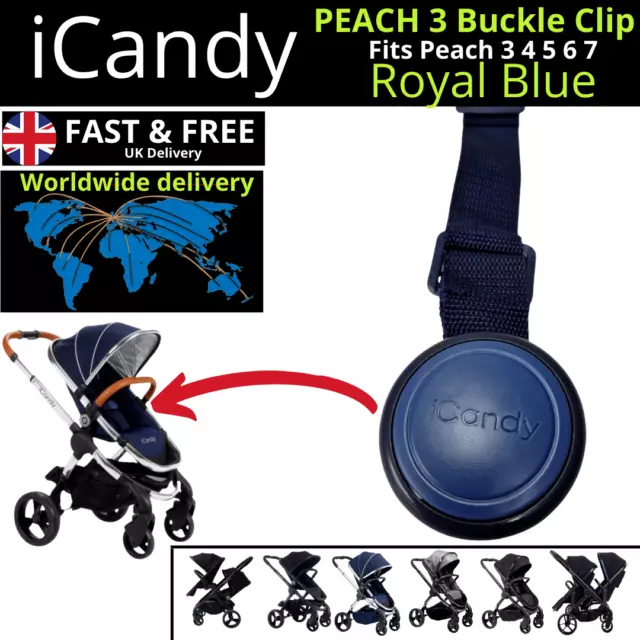 ROYAL BLUE iCandy PEACH 3 4 5 6 7 Pram ** Shoulder Harness Strap Buckle Clip