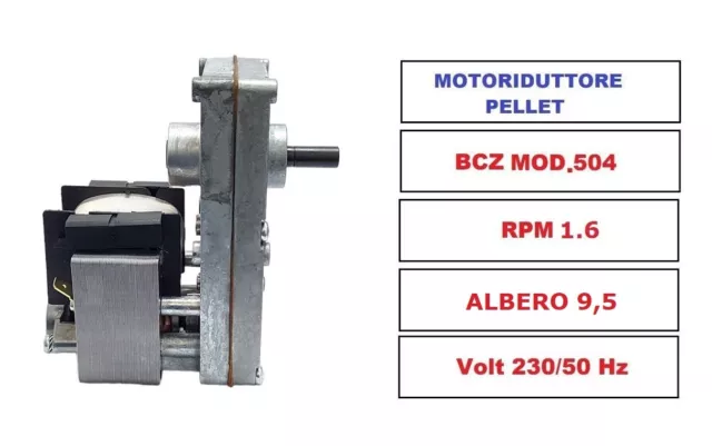 Motoriduttore Per Stufe A Pellet Bcz Modello 504 Rpm 1,6 Albero 9,5