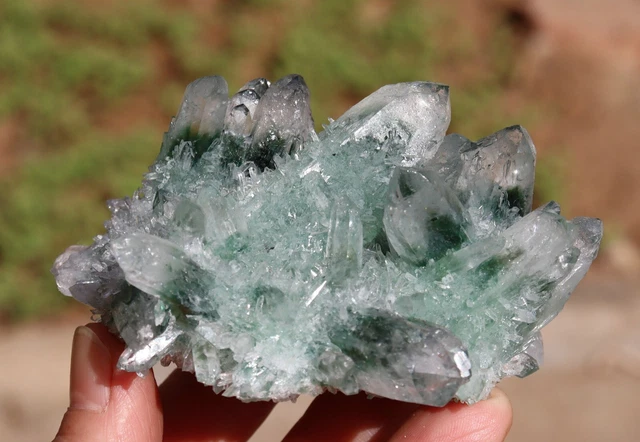 217.5g New Find Green Phantom Quartz Crystal Cluster Mineral Specimen Healing 2