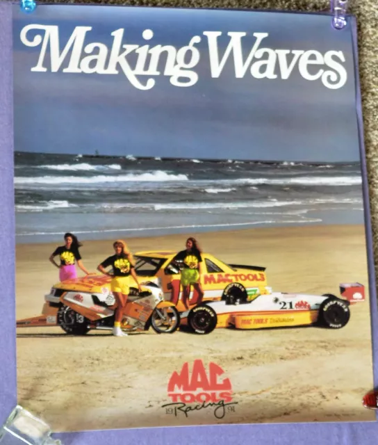 1991 MAC TOOLS Calendar Poster Making Waves Racing Nascar Formula 1